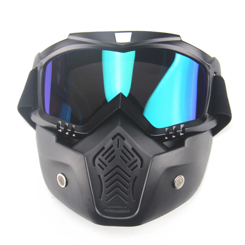 Mask Colorful Lens Мотоциклетный шлем кожаный винтажный кафе, Рейсер, чоппер Ретро крушение мотоциклетный шлем козырек для мотоцикла Мото шлем для мотоцикла - Цвет: Mask Colorful Lens