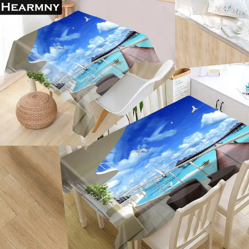 New Beach Palm 3D Tablecloth Waterproof Oxford Fabric Square/Rectangular For Wedding Table Cloth Cover TV Covers | Дом и сад