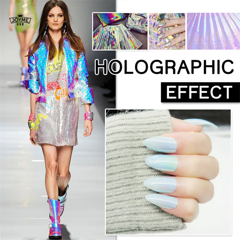 Зеркальные металлические накладные ногти блестят лазерные голограммы для