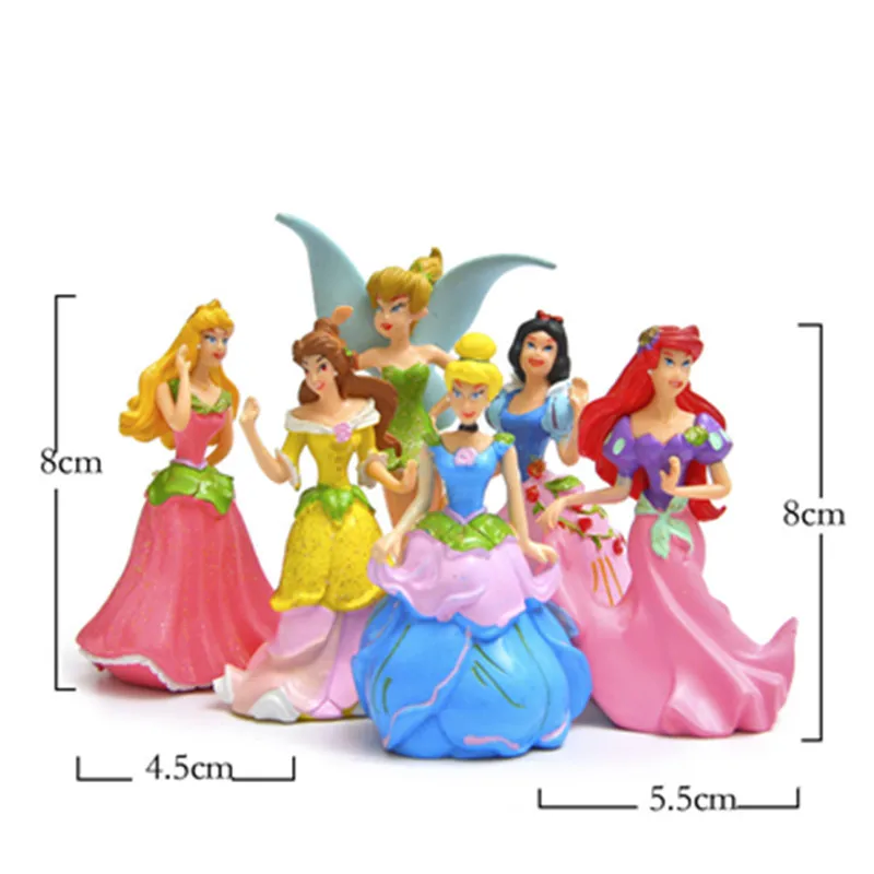 Disney 6 шт./компл. 8 см ПВХ Кошка аниме Белоснежка Принцесса Золушка фигурка кукла