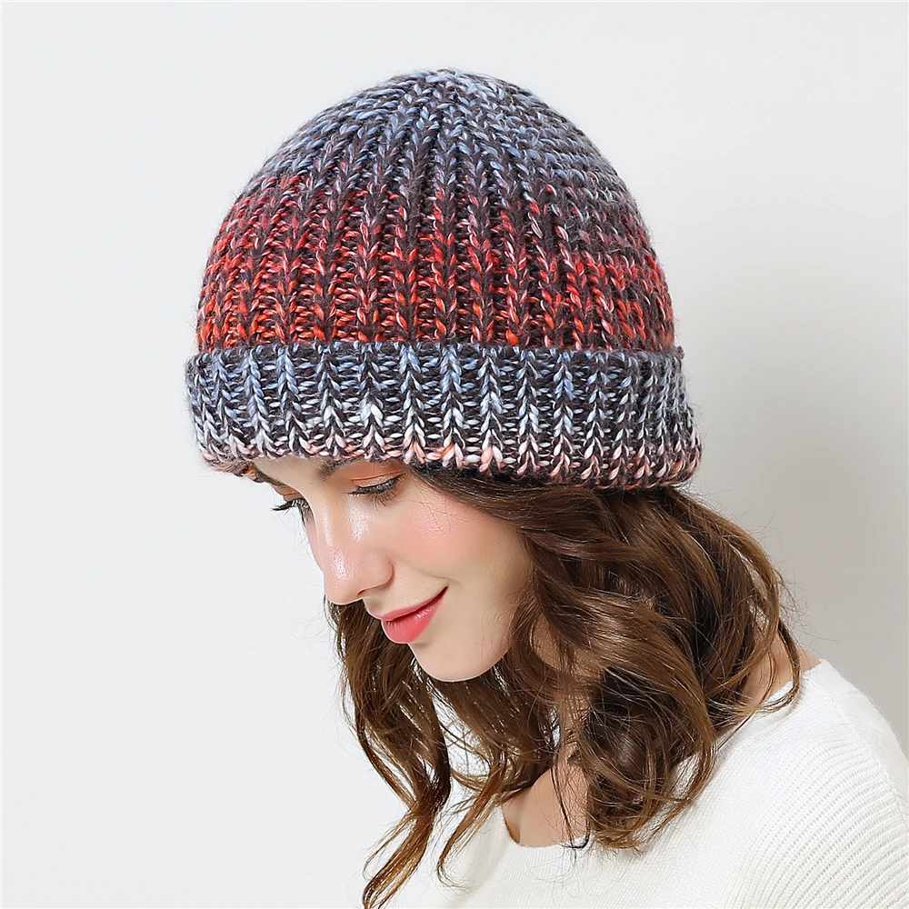 Зимние женские шапки gorros, цветные громоздкие шапочки для девочек, утолщенная женская шапка, вязаная шапка skullies Beanies