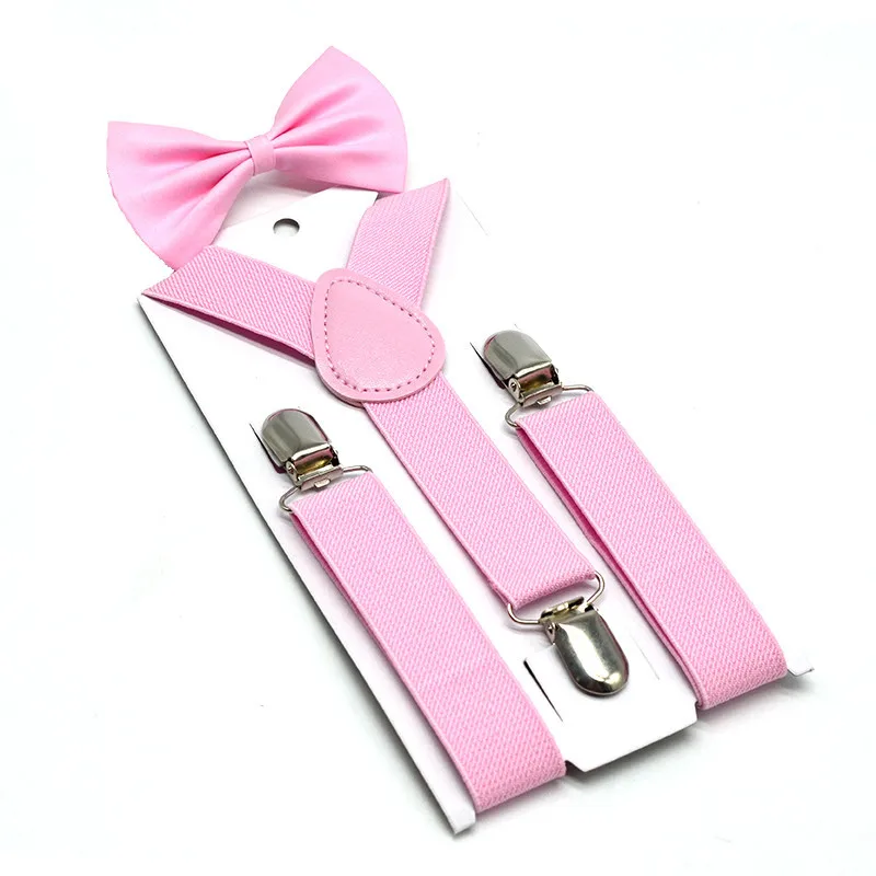 pink SHOWERSMILE подтяжки для мальчика Дети Синий Подвеска для детей брюки желтый розовый черный темно-синий красный свадебные Детские подтяжки для девочки галстук-бабочка комплект - Цвет: pink