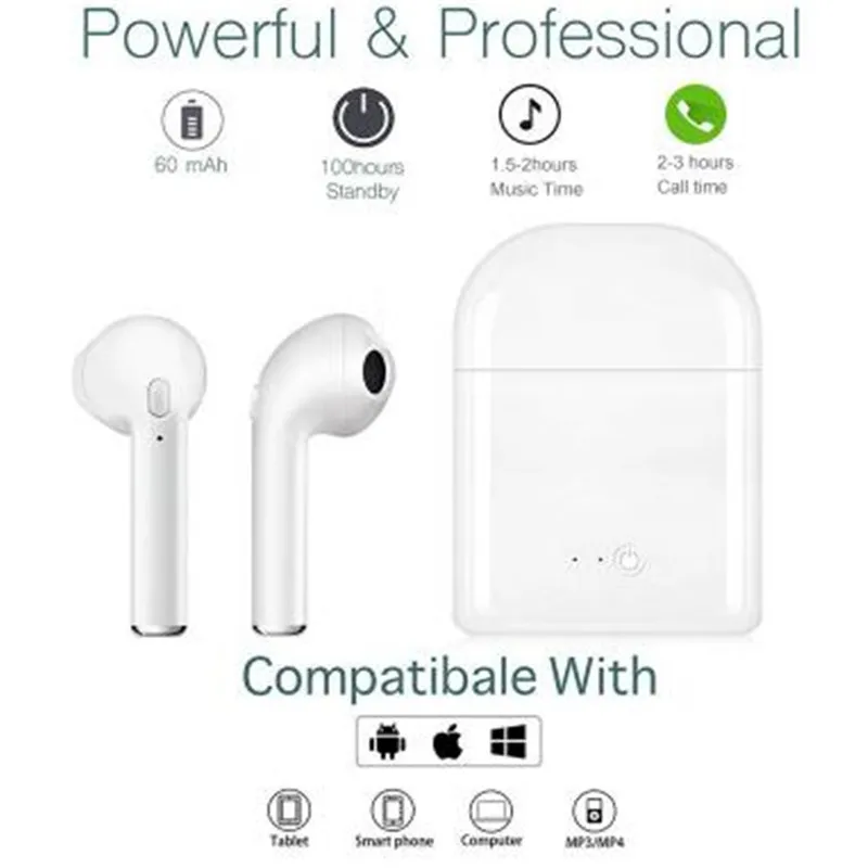 Беспроводные наушники i7s TWS Bluetooth 5 0 спортивные вкладыши с микрофоном для