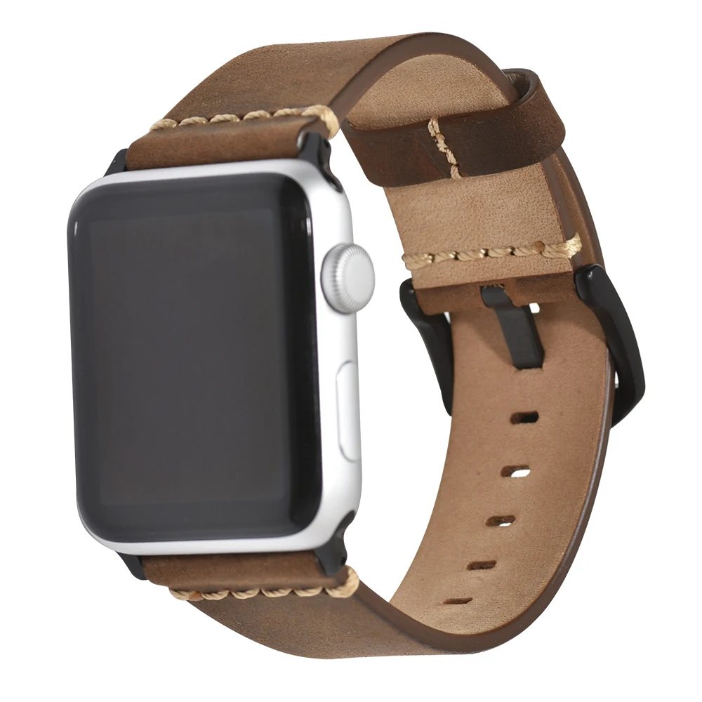 BEAFIRY Crazy Horse Genuine Leather Watchband for Apple Watch Band 42mm 44mm Series 1/2/3/4  iWatch band Straps