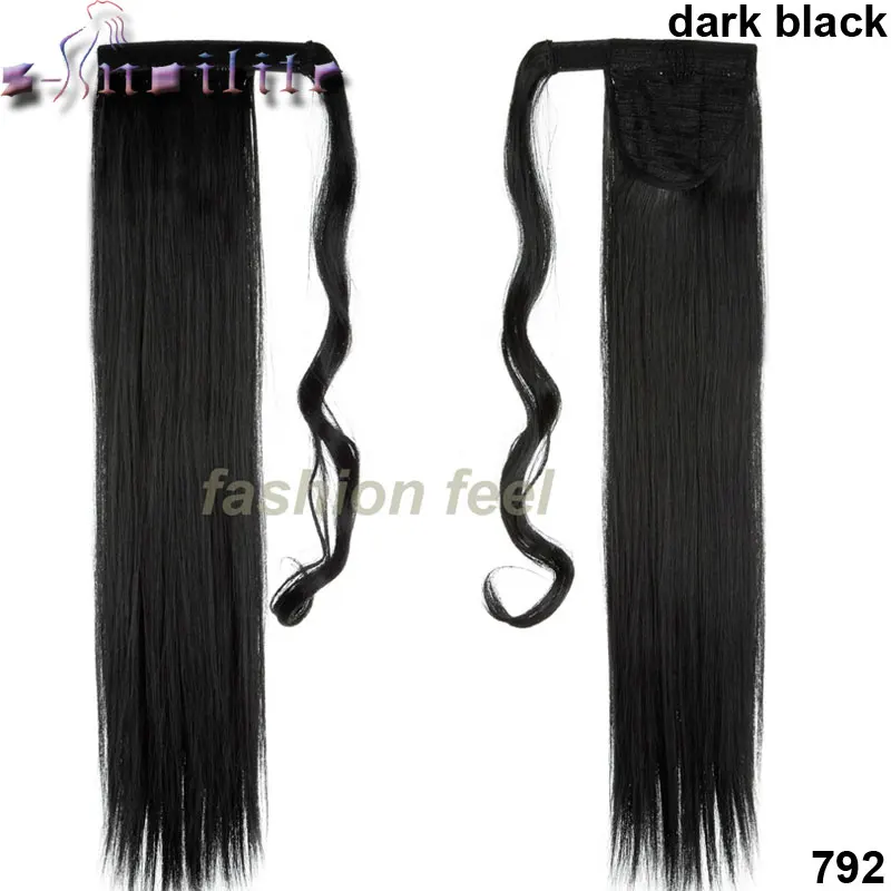 dark black S-noilite 23 дюйма длинные волнистые волосы на заколках в хвосте накладные волосы конский хвост шиньон синтетические волосы обертывание вокруг хвоста пони наращивание волос - Цвет: dark black