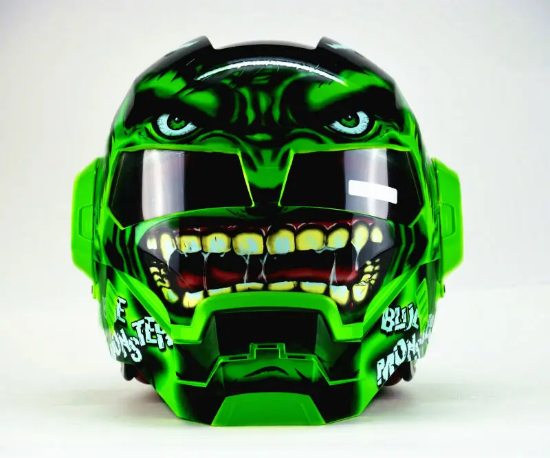 Free shipping Top ABS Moto biker Helmet MASEI Iron Man personality special fashion half open face motocross helmet green | Автомобили и