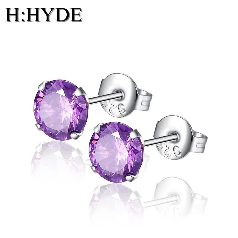 H:HYDE круглые серьги-гвоздики для женщин роскошные сверху прозрачный Цирконий