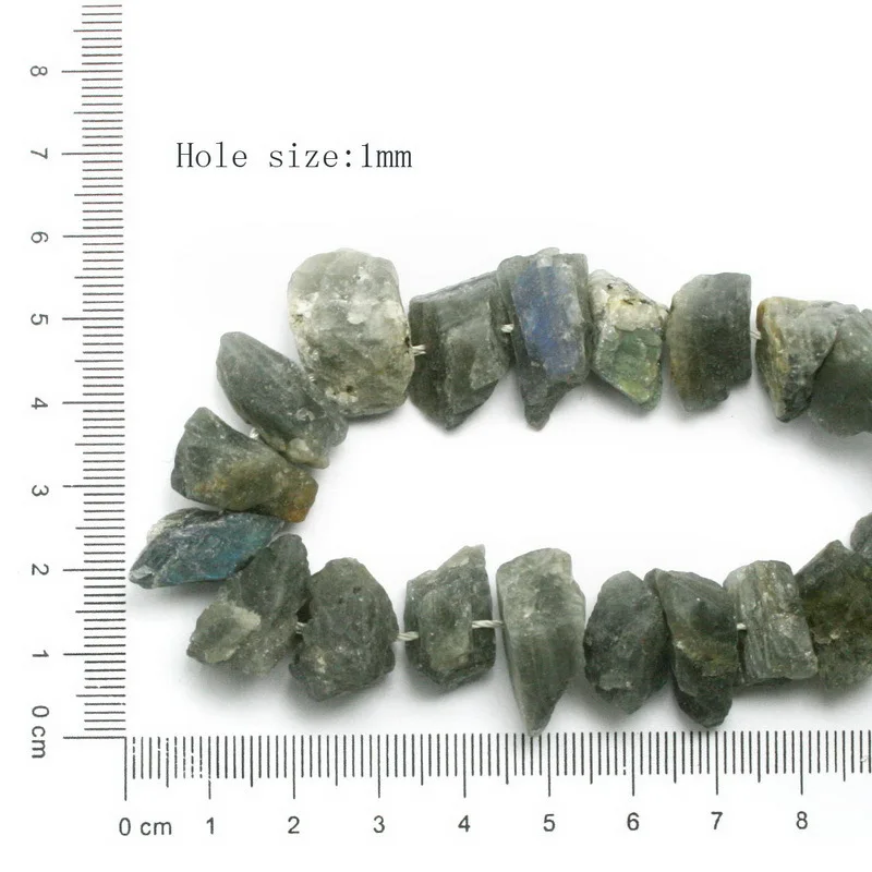 Labradorite 42 шт. необработанные дымчато-розовые бусины из кристаллов грубые пробитые натуральный камень центр просверленные отверстия бусина в форме Самородка BTB763-01 - Цвет: Labradorite