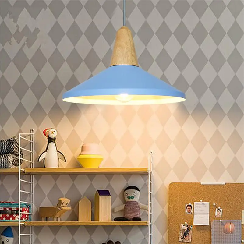 Современные деревянные подвесные светильники Nordic Алюминий повесить лампа