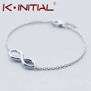 Kinitial, браслет с крестиком, бесконечные браслеты, подарок подружки невесты, 925 серебряные манжеты, двойные линии, браслеты для женщин, ювелирные изделия