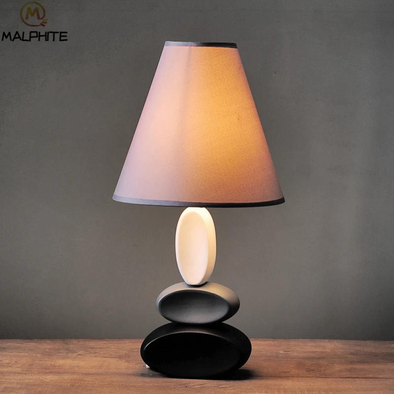 

Ceramic Table Lamp Holder Gray Cloth Lampshade Table Lamps For bedroom Bedside Home Decor Lighting Fixtures Luminaire Table