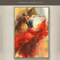 professional artist directly supply high quality hand painted spanish dancer oil painting on canvas flamenco dancer oil painting