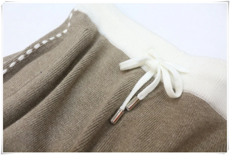 

Winter Woolen + Cashmere Knitted warm Suit high Collar Velvet Sweater + Mink Cashmere Trousers Leisure Two-piece suits wj1360