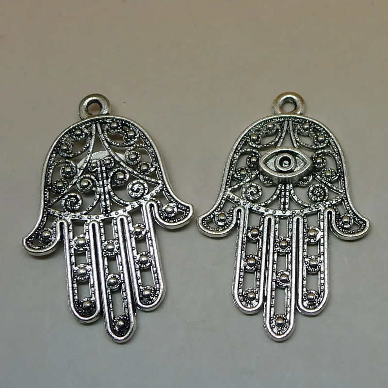 Алиммо 2 шт./лот антикварные серебряные полые подвески в виде руки хамсы 28x42 мм