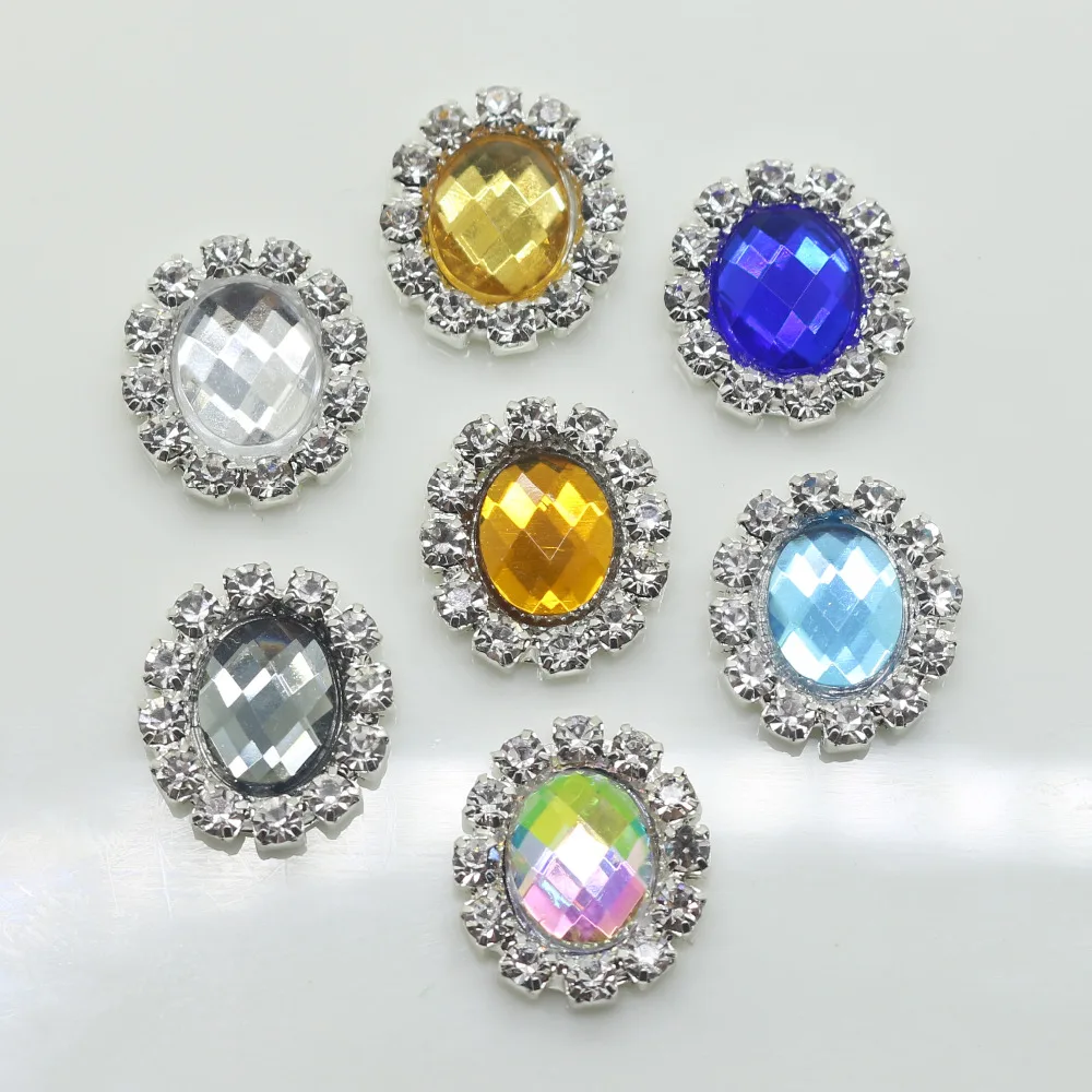 10 шт. декоративные пуговицы для волос 14 х16 мм|oval rhinestone button|rhinestone buttonsflower center |