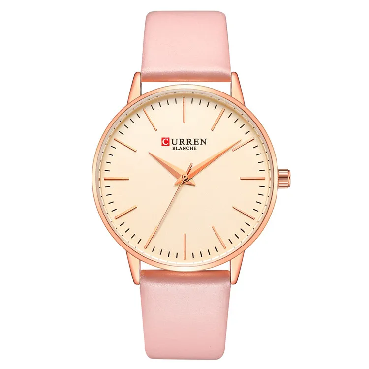 pink Женские часы Топ бренд CURREN женские кварцевые кожаные Наручные часы для девушек женские наручные часы Relogio Feminino l - Цвет: pink