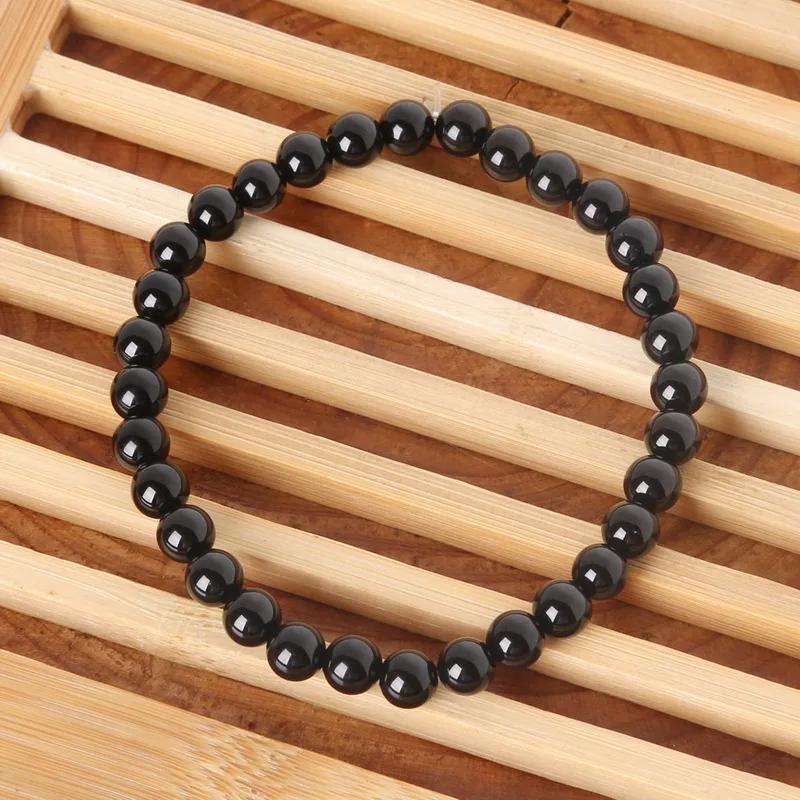 Мужской и женский браслет из черного оникса 6 мм