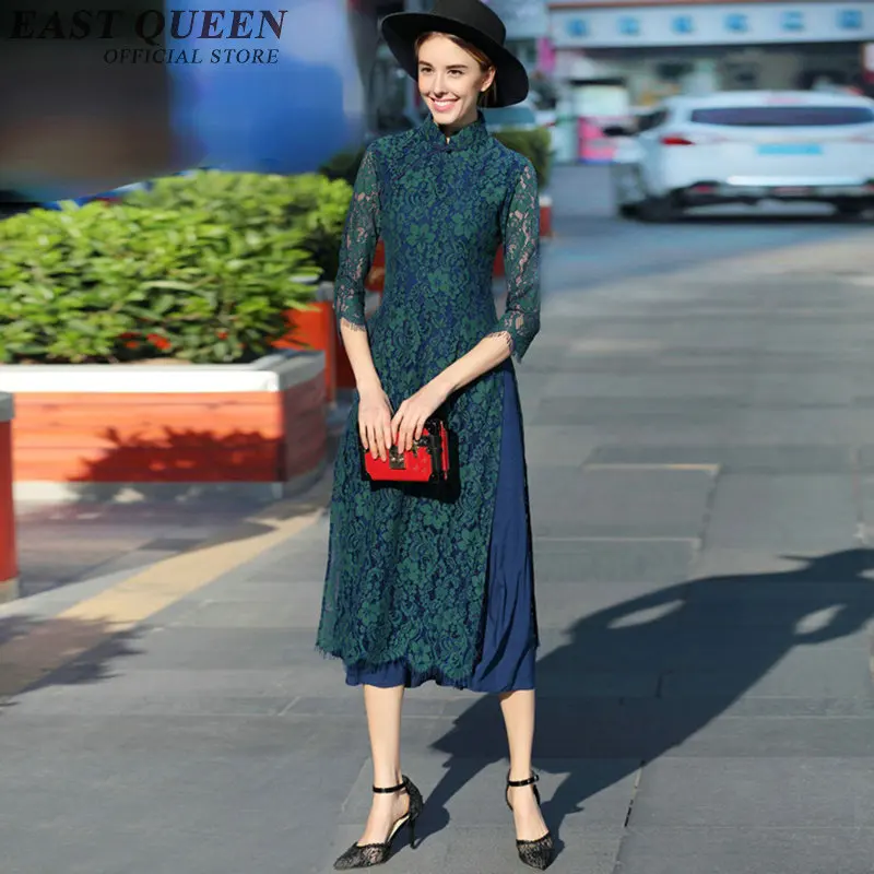 Ципао в китайском стиле Приталенное кружевное современное платье винтажные