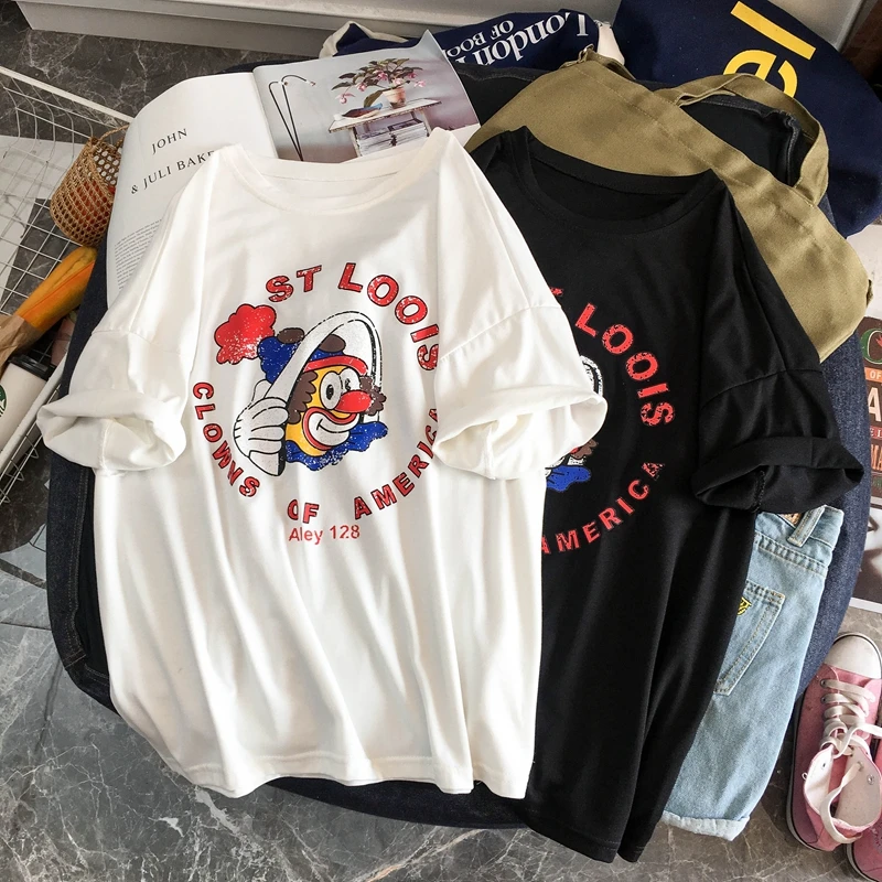 Женские летние футболки, хлопок, Harajuku Kawaii, вышивка, короткий рукав, Ulzzang, уличная одежда, camisetas verano mujer, Kpop Стиль, топы