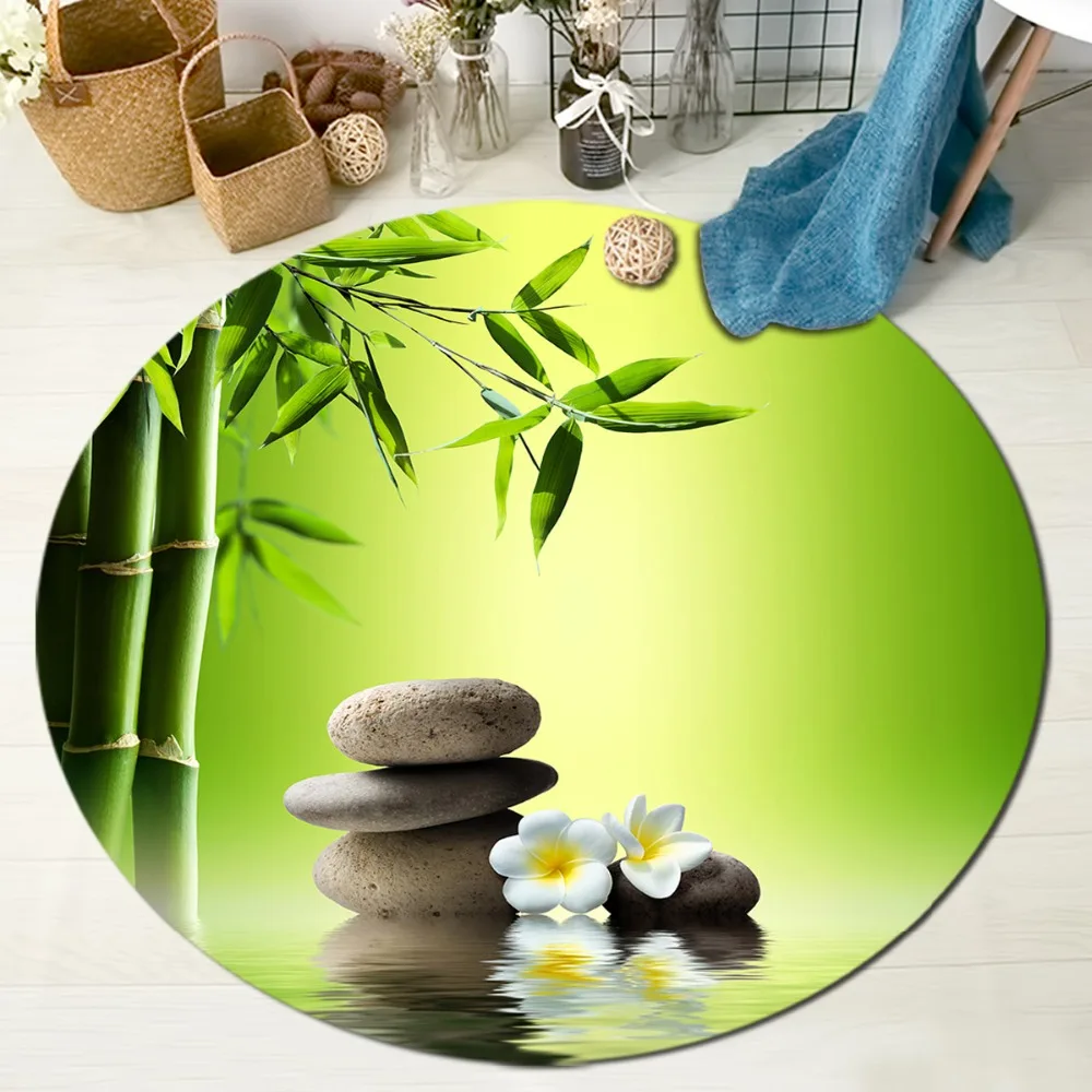 Zen базальтовые камни и бамбуковые круглые коврики ковры для детей дома гостиной