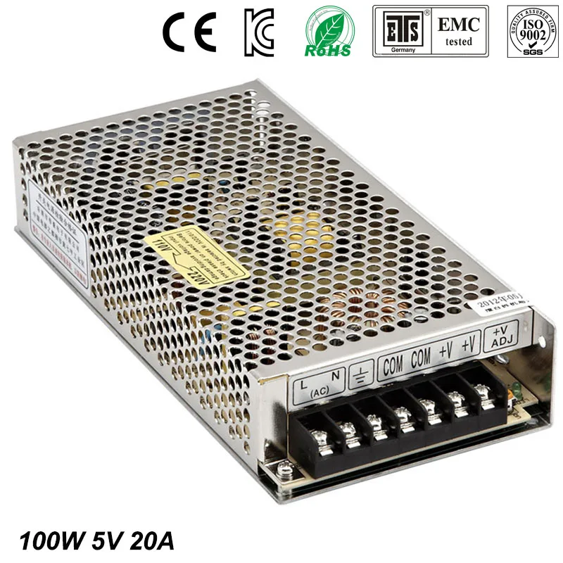 

Best quality 5V 20A 100W Switching Power Supply Driver for LED Strip AC 100-240V Input to DC 5V free shipping