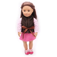18 inch american doll clothes pink vest suit newborn girls baby skirt toys accessories fit 40 43 cm boy dolls gift c135