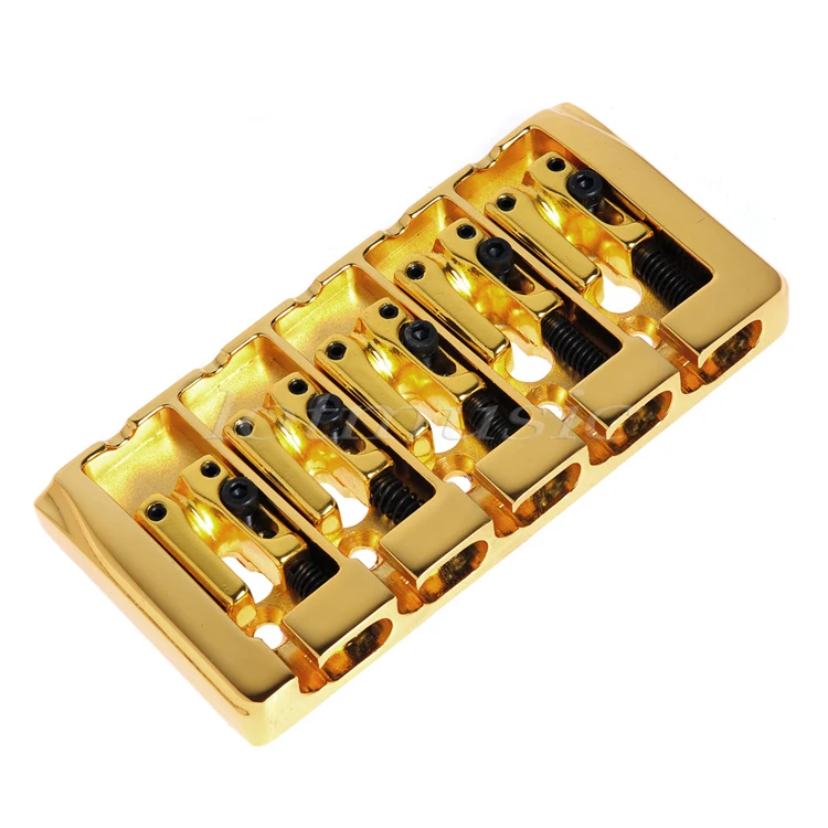 4Pcs 5 String Bridge Square Saddle Gold Plated 19mm Space With Srews Allen Wrench For Bass Guitar Replacement | Спорт и развлечения