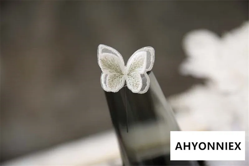 AHYONNIEX 10 шт. двухслойные оргэнди бабочки патчи Вышивка Ткань наклейки невесты