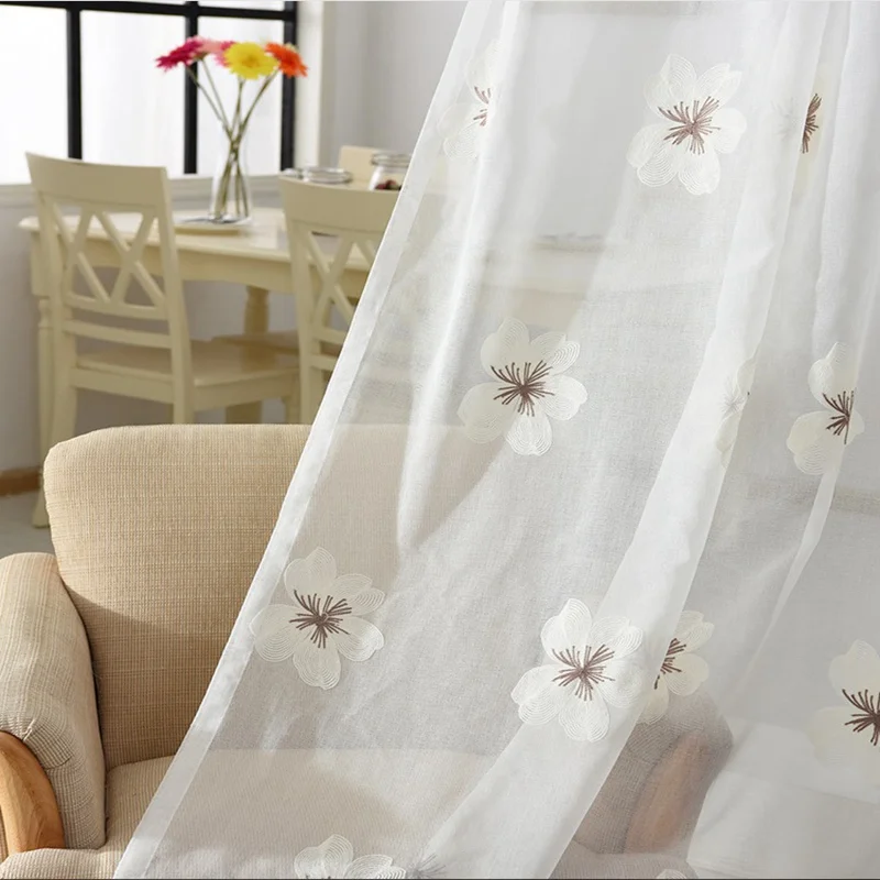 Тюлевые шторы с вышивкой занавески для гостиной спальни на окна синими и белыми