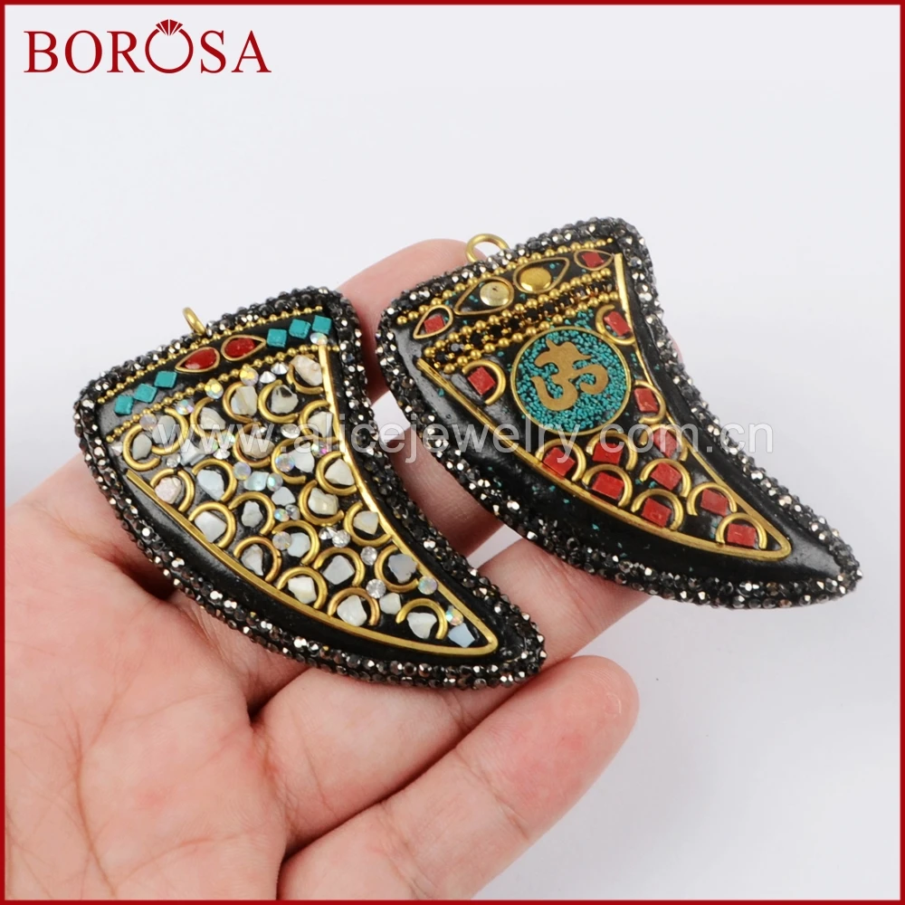 Новый инкрустированный латунный рожковый камень BOROSA 6 шт. многослойный со