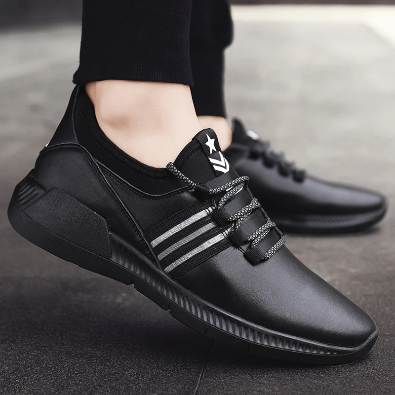 2018 Новая роскошная брендовая мужская обувь кожаная повседневная черная мужские