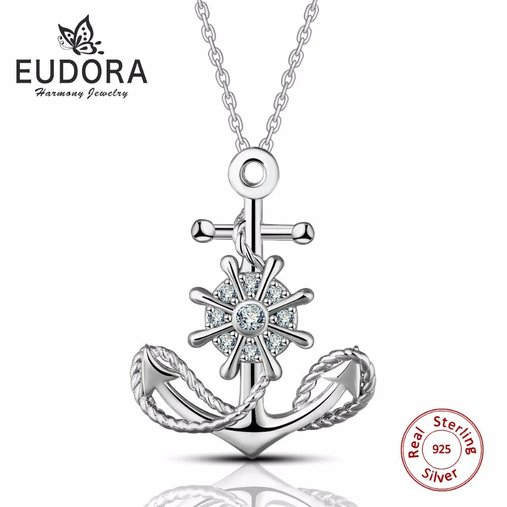 

Eudora Genuine 925 Sterling Silver Cross Ferris Wheel Silver Anchor Pendants & Necklaces Wedding Jewelry Women Ladies Nice Gift