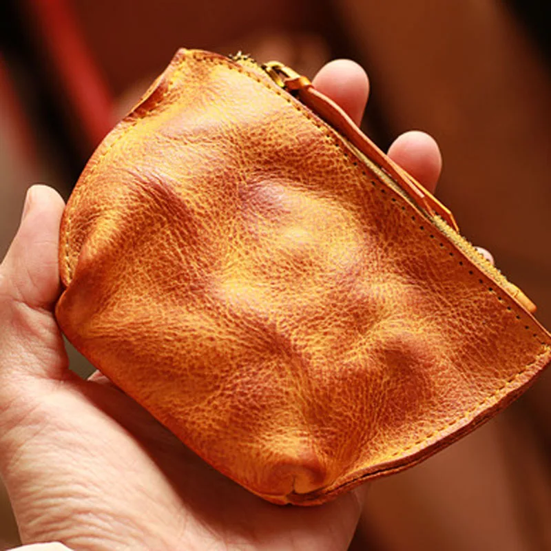 Маленький кошелек унисекс из натуральной кожи цветной винтажный тонкий яловой