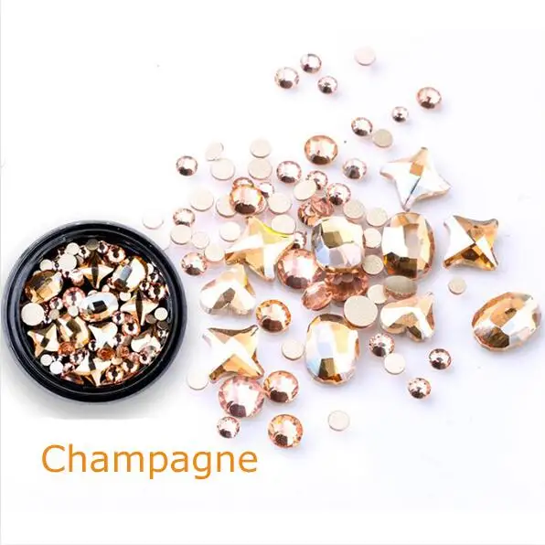 Champagne Смешанные 3d-стразы для ногтей Стразы ювелирные изделия маленькие бусины разной формы камни для дизайна ногтей украшения в колесах аксессуары - Цвет: Champagne