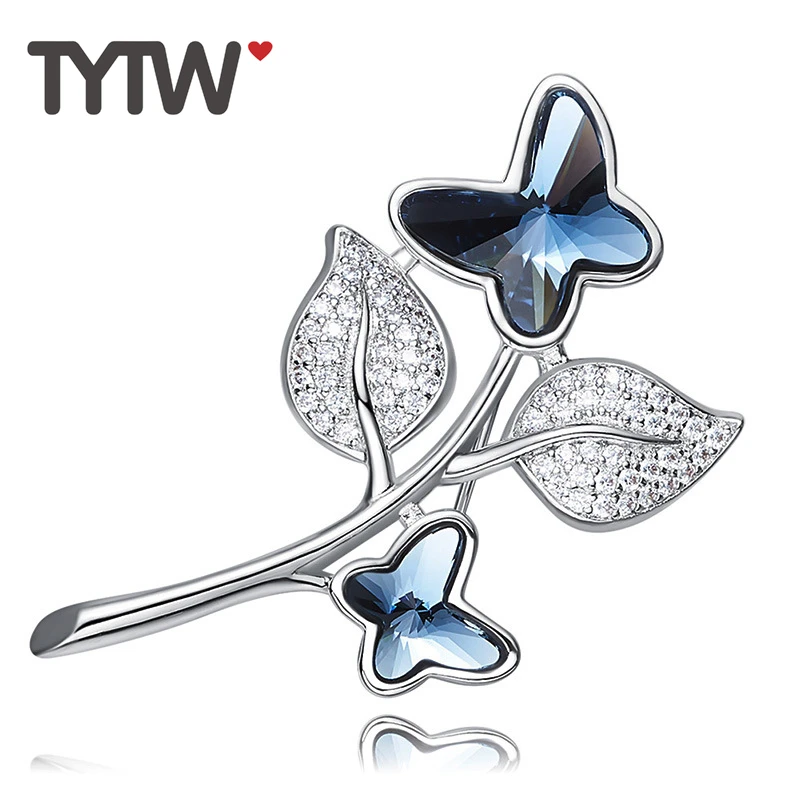 TYTW Австрийские кристаллы элегантные латунные покрытые родием