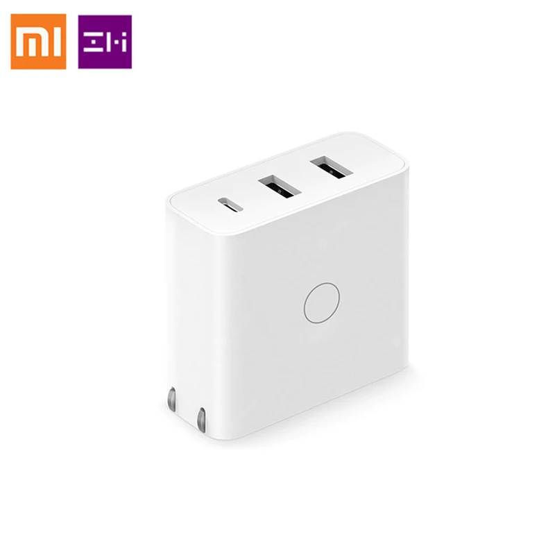Xiaomi ZMI USB зарядное устройство 65 Вт 3 порта для Android iOS переключатель умный выход тип-c 45 Вт USB-A 20 Вт Быстрая зарядка с usb-кабелем
