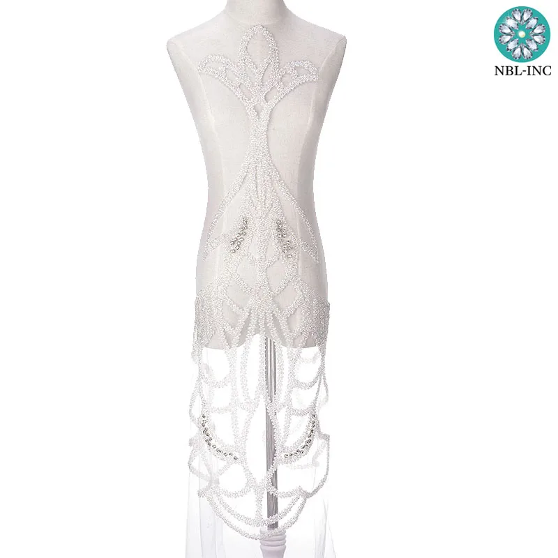 (5 шт.) ручная вышивка бисером Чистая аппликация лифа из хрустального стекла