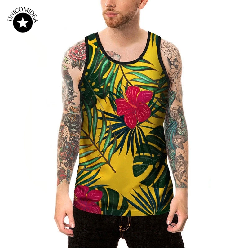 Майка мужская с цветочным принтом модная майка в стиле хип-хоп жилет без рукавов