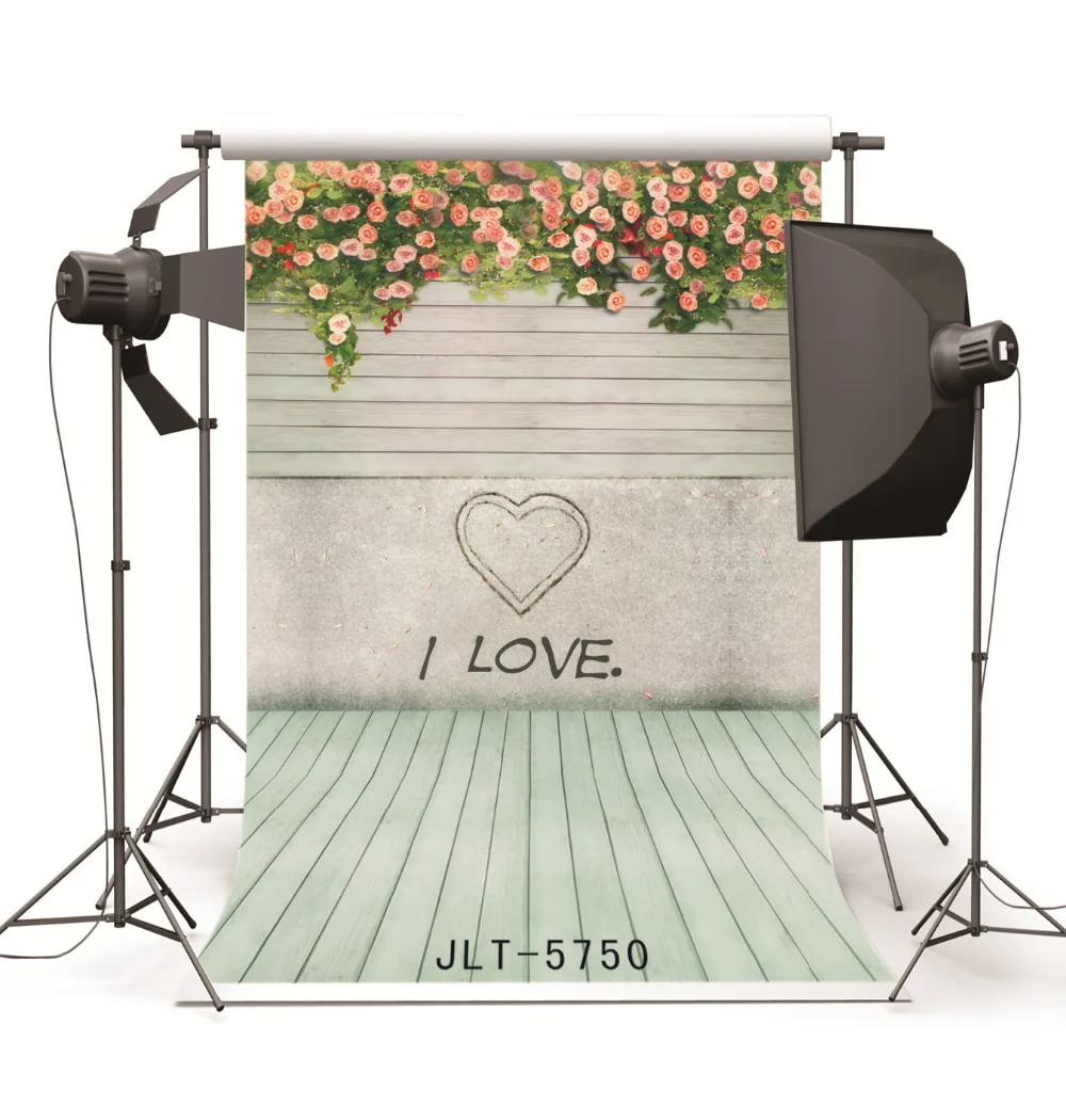 

Flowers Wall Wooden Floor Fabric Cloth Custom Photography Backdrops Prop Photo Studio Backgrounds for Wedding Children Photocall