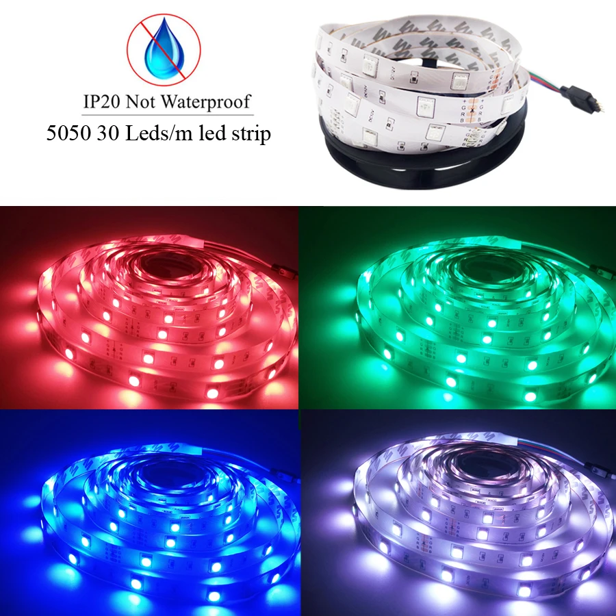 LPILY SMD 5050 RGB Светодиодные ленты свет 5 м 30 светодиодный s/М DC 12 В лента диода гибкая