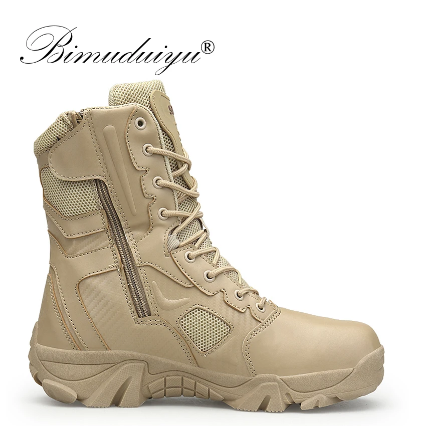

BIMUDUIYU Men Desert Tactical Military Boots Mens Work Safty Shoes Army Boot Militares Tacticos Zapatos Ankle Combat Boots