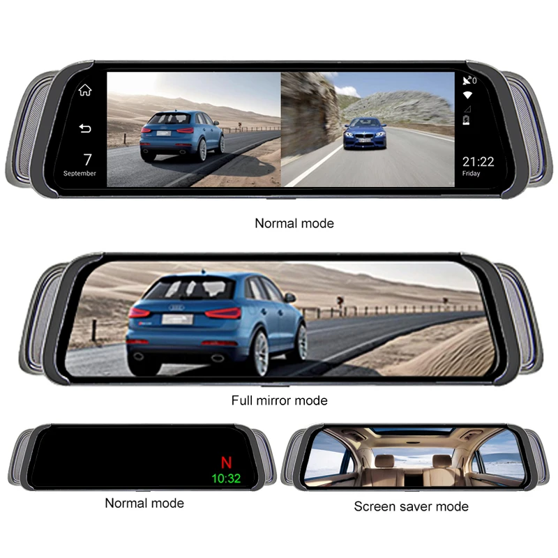 Автомобильный видеорегистратор Bluavido 10 дюймов 4G android ADAS GPS навигация FHD 1080P
