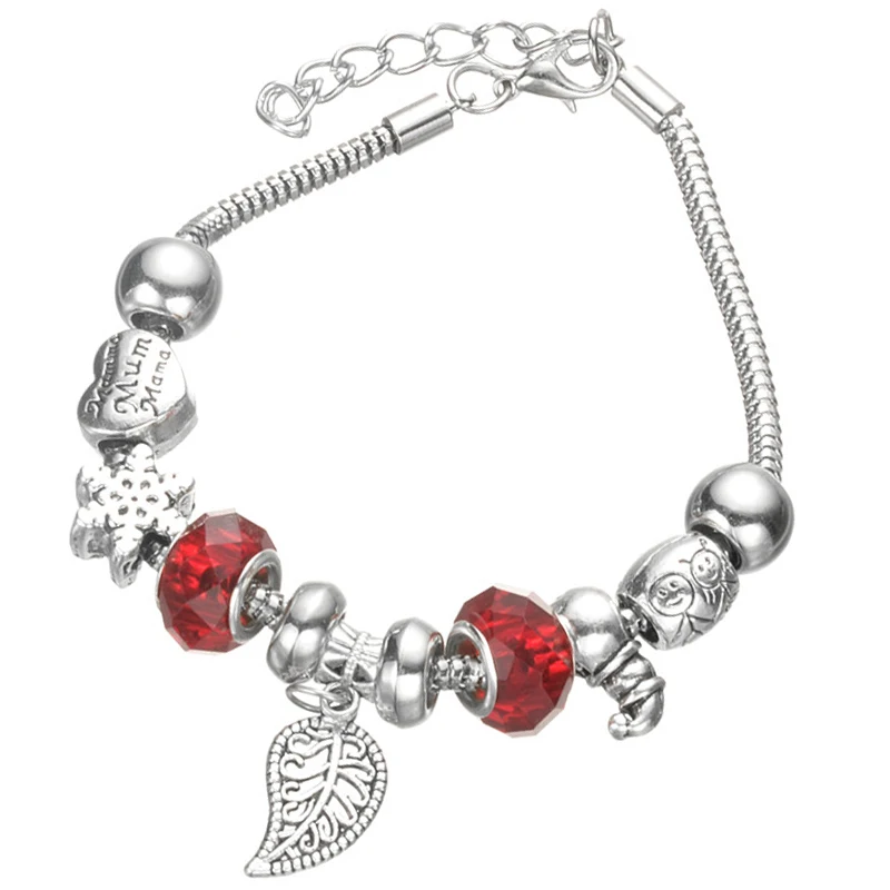 2017 Европейский кристалл очарование листьев Браслеты для Для женщин с DIY Стекло