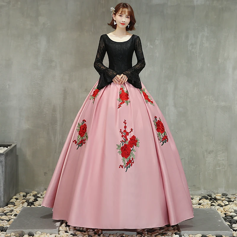 Ruthshen Новое поступление Розовые и черные платья Quinceanera с оборками длинными