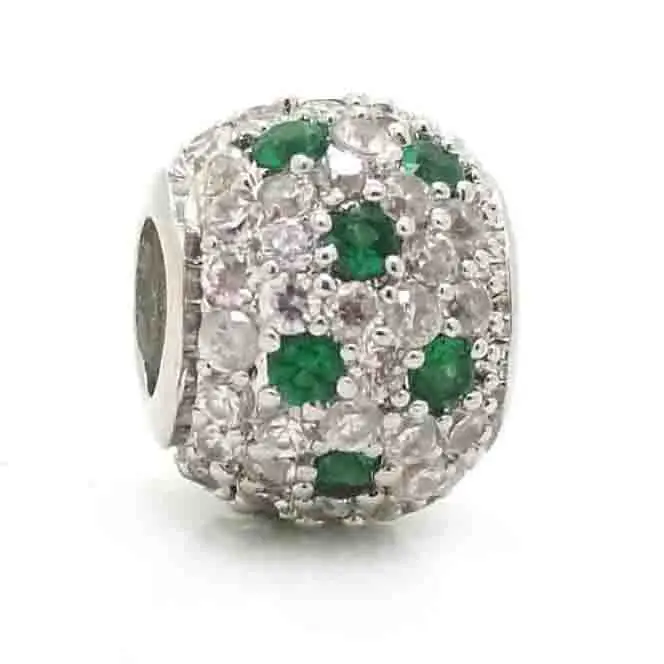 Новый микро проложить зеленый CZ шар Шарм бисер серебряного цвета Подходит Pandora