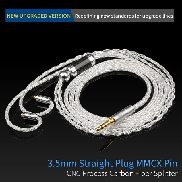 3.5mm MMCX 2,5 мм 3,5 мм кабель для наушников DIY 8 Core с серебряным-медная проволока с покрытием для кабель MMCX 0,78 2pin разъем для наушников Hifi наушники провода аудио адаптер - Цвет: 3.5mm MMCX
