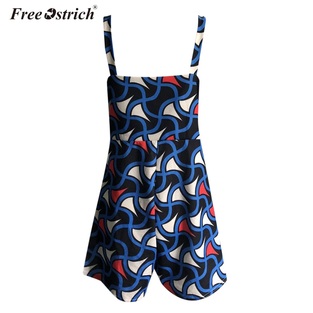 Женский комбинезон со страусом Free винтажный пикантный без рукавов с v образным