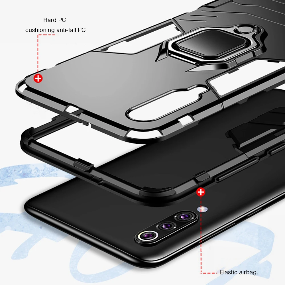 Heyytle Armor Shockproof Case For Xiaomi mi 8 Lite 9 se A1 A2 Max 3 Metal Redmi Note 6 5 Pro 7 Magnet Ring Holder Cover |