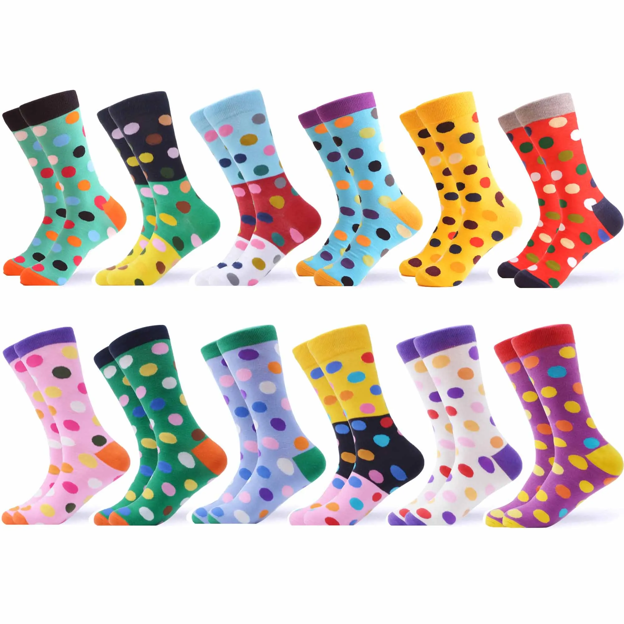 06391 (12 pairs) SANZETTI Men's Colorful Combed Cotton Happy Novelty Socks Hip Hop High Quality Skateboard Plaid Geometric Funny Socks For Gifts - Цвет: 06391 (12 pairs)