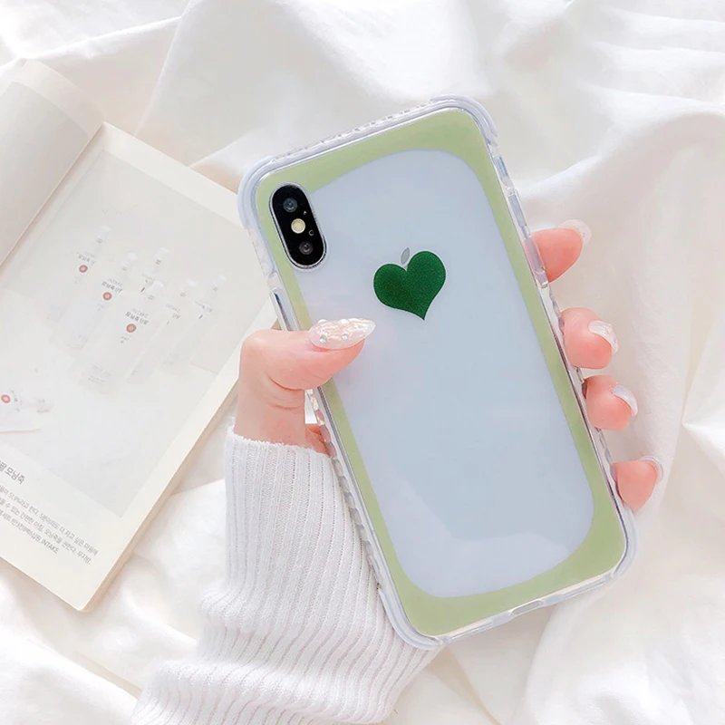Цветной чехол с сердечком для телефона iPhone 7 8 6 6s Plus Прозрачный X XS Max XR мягкий из